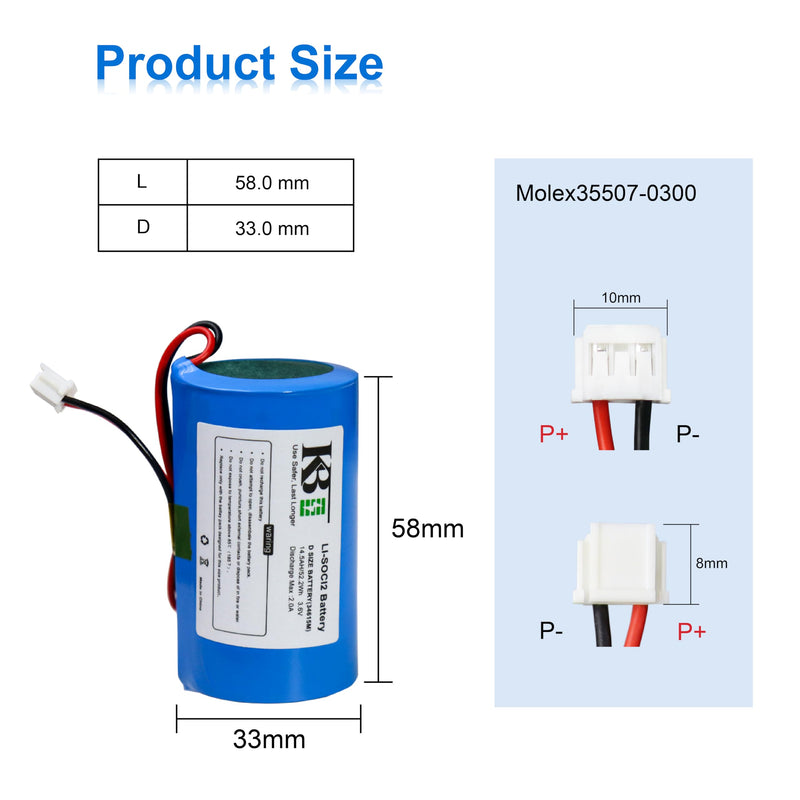 [Australia] - KBT 3.6V 14500mAh ER34615M D-Size Li-SOCL2 High Performance Replacement Battery, ER34615M-T1 Compatible with DSC WT4911 WT4911B WT8911 ALEXOR Wireless Outdoor Siren WT4911BATT ADT 