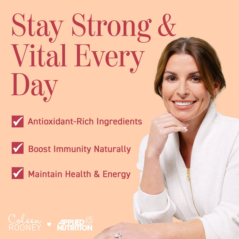 Applied Nutrition - Coleen Rooney - Immunity Powder - Vitamin & Mineral Boost - Best 24-Hour Immune Support - Best Vegan Immunity Defense - Enhanced Vitality - (14 Servings) (Blueberry & Raspberry) Blueberry & Raspberry