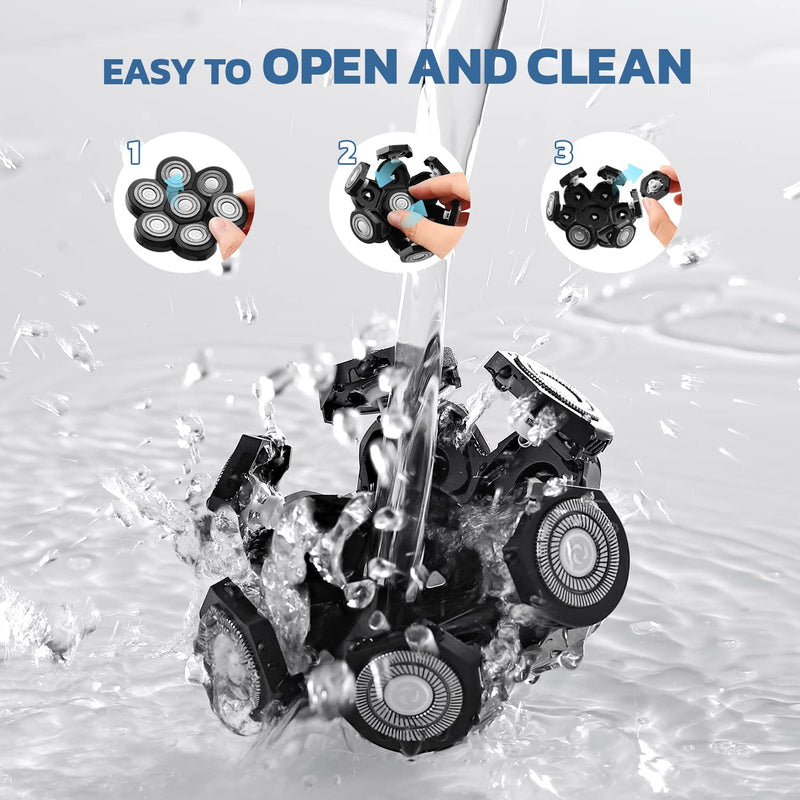 7 Blades Head Shaver Replacement Heads, Shaver Blade Heads Replacement for Electric Razor for Men Black