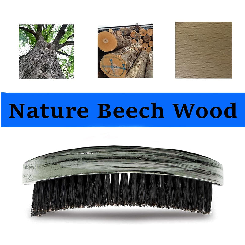 Premium Palm Wave Brush for Men 360 - Medium Hard Curved 360 Wave Hair Brushs - Made with Nature Beech & Nylon Boar Bristle Men's Hair Brush For Black Men 360 (Gery wood grain) Gery wood grain