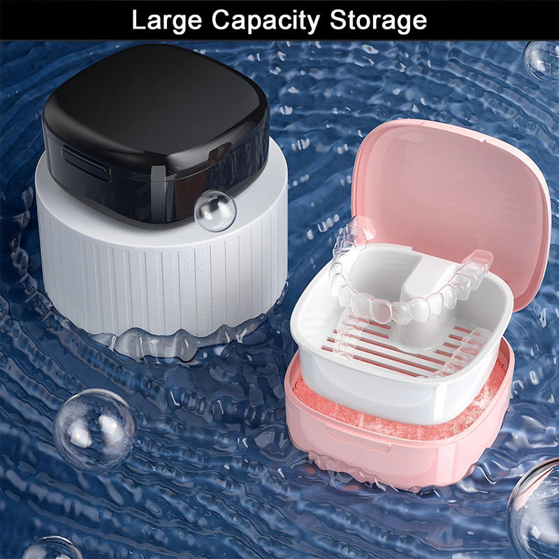 [Australia] - AHEJIOO Braces Box with Strainer, Denture Box with Bracket Extractor, Denture Box, Dental Splint Box, Braces Box, Double Layer Hollow Drain, Denture Box, for Holder, Cleaning Box 