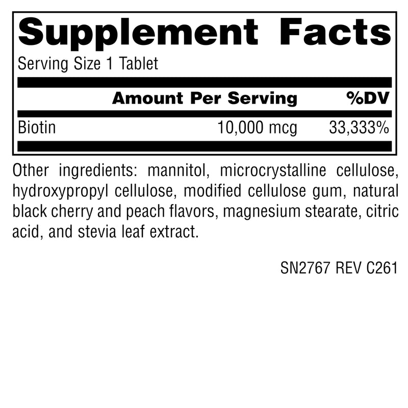 Source Naturals, Biotin Fast Melt -10,000 mcg - 120 Tablets | Hair, Skin, and Nail Support 120 Count (Pack of 1)