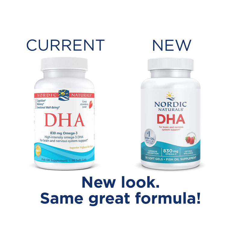 [Australia] - Nordic Naturals DHA, Strawberry - 90 Soft Gels - 830 mg Omega-3 - High-Intensity DHA Formula for Brain & Nervous System Support - Non-GMO - 45 Servings 90 Count (Pack of 1) 