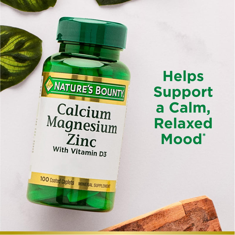 [Australia] - Nature's Bounty Calcium Magnesium & Zinc Caplets, Immune & Supporting Bone Health, 100 Count Calcium Magnesium Zinc 100 Count (Pack of 1) 