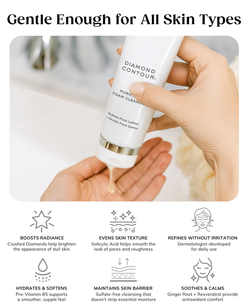 KAPLAN MD Purifying Foaming Cleanser, Diamond-Infused Gel Facial Wash | Salicylic Acid, Pro-Vitamin B5, Ginger Root, Alcohol-Free, Sensitive & All Skin Types