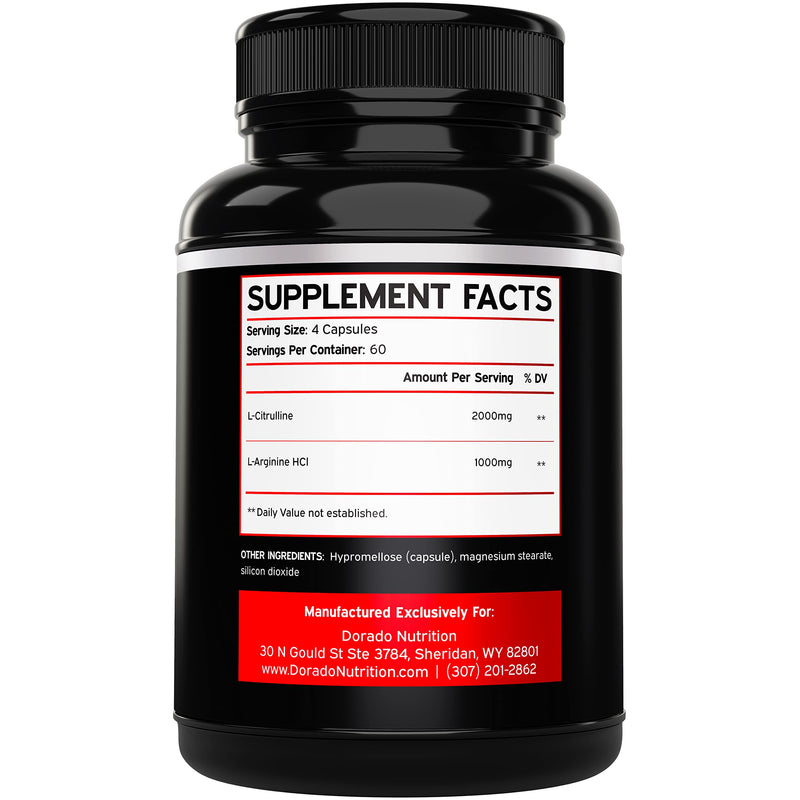 [Australia] - L Arginine L Citrulline Supplement 3000mg (240 Capsules) Nitric Oxide Pills for Men - Stamina, Endurance, Performance for Workouts - NO Supplements for Men - Gluten Free, Non-GMO, Vegan Capsules 