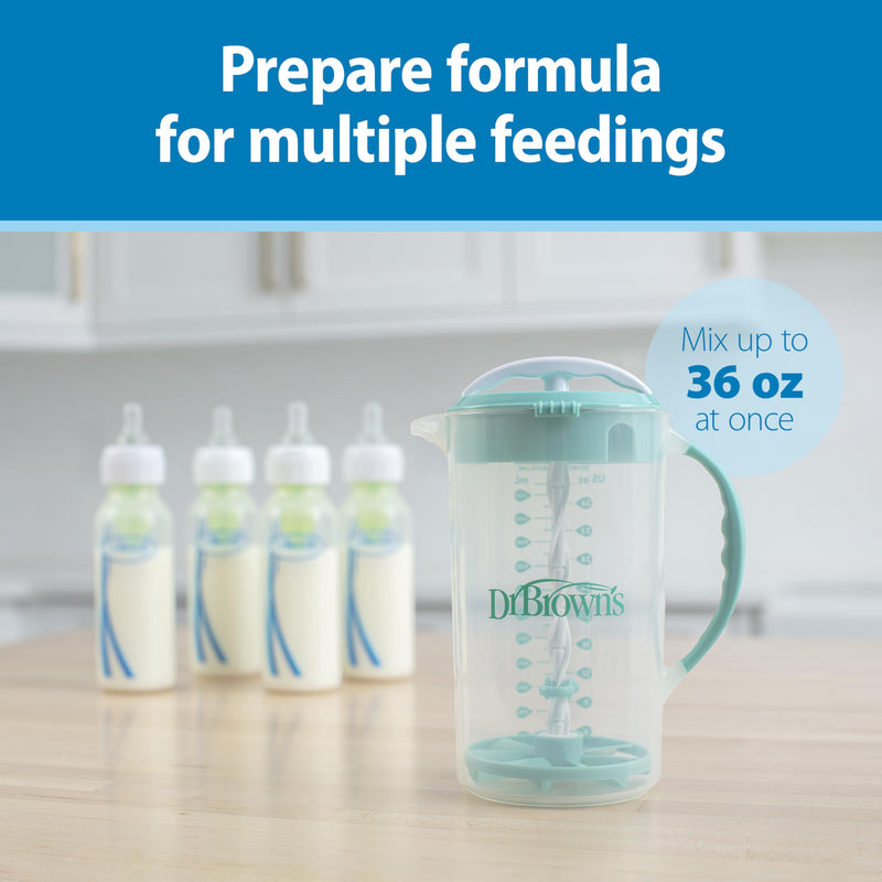 [Australia] - Dr. Brown's Baby Formula Mixing Pitcher with Adjustable Stopper, Locking Lid, & No Drip Spout, 32oz, BPA Free, Olive 