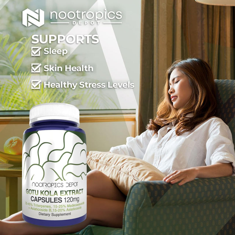 [Australia] - Nootropics Depot Gotu Kola Extract Capsules | 120mg | 90 Count | Acid Resistant | Centella asiatica | 35-45% Triterpenes | Supports Healthy Stress Levels | Promotes Memory Enhancement 90 Count (Pack of 1) 