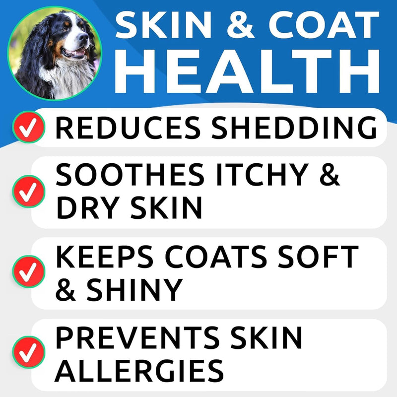 Omega 3 for Dogs - Fish Oil for Skin & Coat Health, Itch & Allergy Support | Vet-Approved - Salmon Oil Treats for Dog Shedding, Hot Spots Treatment - EPA&DHA Fatty Acids Supplement - Made in USA, 180Ct Chicken 180Ct (Skin&Coat Health)