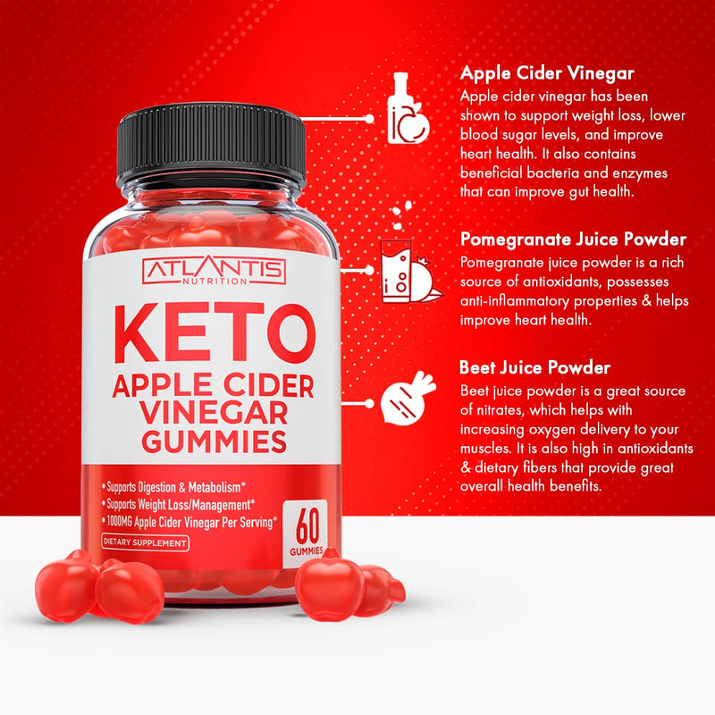 60 Keto Apple Cider Vinegar Gummies Advanced Weight Loss + 60 Ashwagandha Gummies - 1500MG Ashwagandha Per Serving