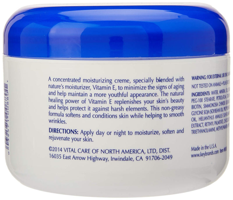 Vital Care Vitamin E Crème, (8 Fl. Oz), A Complete Skin Care with Age- Defying Antioxidants for Men and Women