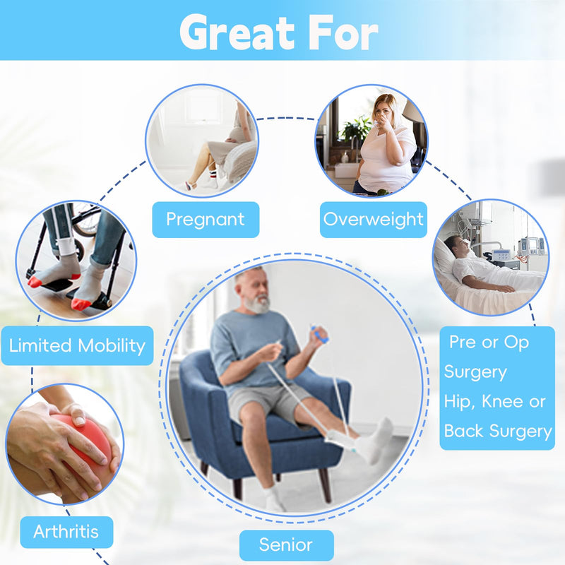 [Australia] - Sock Aid Kit, Sock Puller Aid Easy On and Off, Sock Assistant Device No Bending, Sock Aids for Putting On Socks and Sock Remover, Sock Helper for Seniors, Pregnant, and Limited Mobility 2 Piece White 