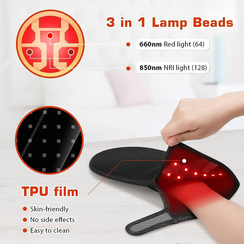 [Australia] - Red Light Therapy Device for Hands, Infrared-Light-Therapy-Gloves Finger Wrist, Led Near Infrared Carpal Tunnel Black2 