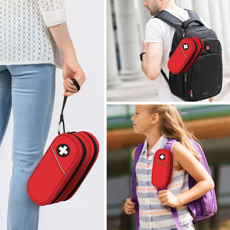 [Australia] - SITHON EpiPen Medical Carrying Case, Portable Double Layer Emergency Bag Insulated Medicine Bag Organizer for 2 EpiPens, Asthma Inhaler, Anti-Histamine, Auvi-Q, Allergy Medicine Essentials Red 