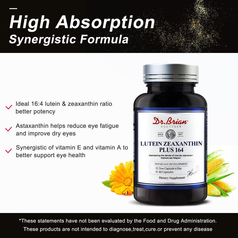 [Australia] - Dr. Brian Eye Vitamins Lutein & Zeaxanthin Capsule Lutein Supplement with Lutein 16mg Zeaxanthin 4mg Astaxanthin 5mg Vitamin A 2333iu Vitamin E 9iu for Dry Eyes Vision Health 