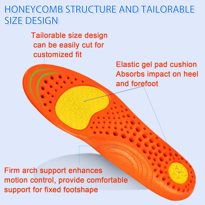 [Australia] - Insoles for Men and Women- Support Shock Absorption Cushioning Sports Comfort Inserts, Breathable Shoe Inner Soles for Running Walking,Hiking,Working L:Men:9.5-11|Women's:10.5-12 