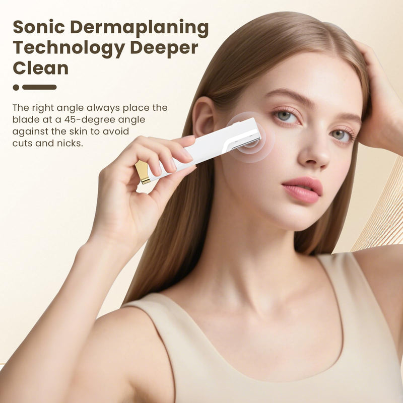 [Australia] - Sonic Dermaplane Razor for Women Face, Three-Speed Rechargeable Dermaplane Razor with 5 Refill Blades, Facial Hair & Peach Fuzz Remover for Women,Sonic Dermaplaning Tool 