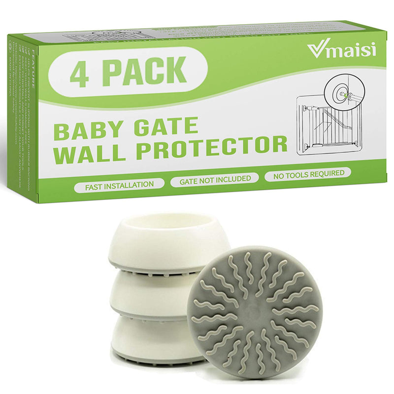 [Australia] - vmaisi Baby Gate Wall Protector - Protect Walls & Doorways from Pet & Dog Gates - Pressure Mounted Gates Work on Stairs - 4 Pack Gates Wall Cups - White 