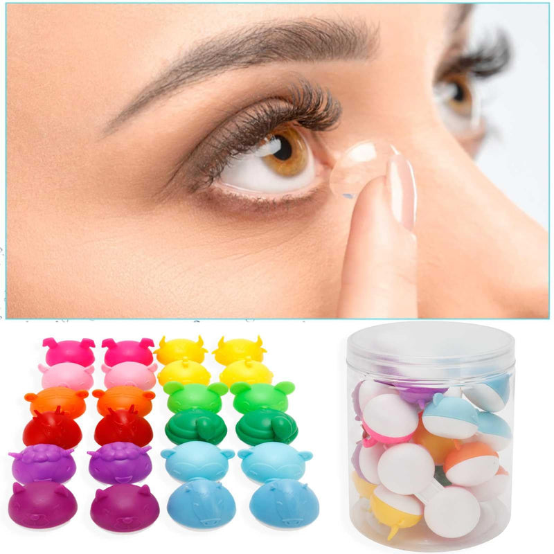 [Australia] - 12 Pack Colored Contact Lens Case, Cute Animal Contact Lens Case Large Box Holder No Leak Dustproof Contact Lens Case Organizer with Carry Box 