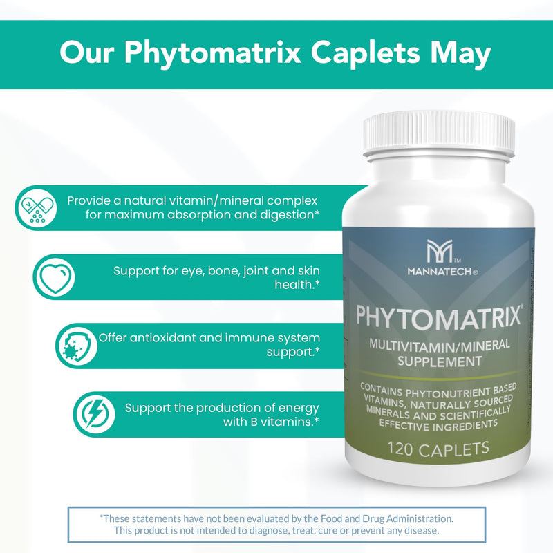 Mannatech - PhytoMatrix® - 120 Capsules | Contains Botanical Extracts, Plant-Based Phytonutrients, Whole Food Blend, Daily Wellness Support, Easy-to-Take Capsules