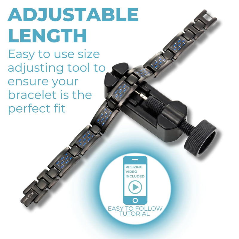 [Australia] - Willis Judd Mens Blue Carbon Fiber Titanium Magnetic Bracelet Adjustable 