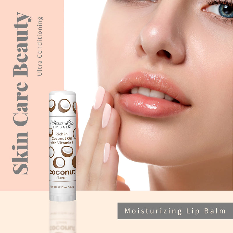 Chap-Lip Lip Balm Rich in Coconut Oil & Vitamin E - Moisturizing, Ultra Conditioning & Hydrating - Total Lip Moisturizer & Lip Therapy Treatment - Happy Holidays 6 Flavor Assortment, 48 Count Holiday Edition