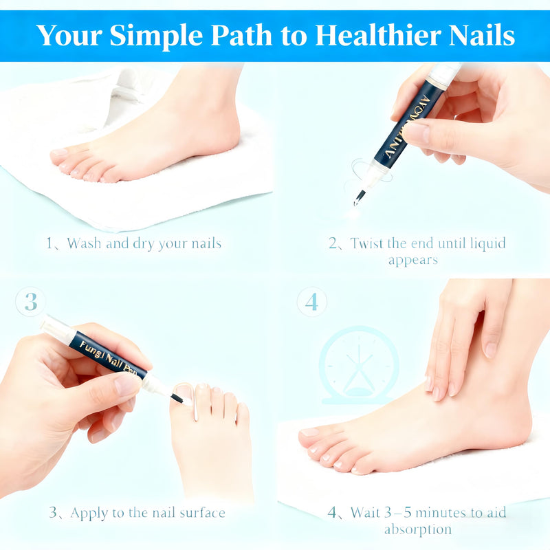 Toenail Fungi Treatment Extra Strength & Fungi Nail Pen - 4PC Fungi Nail Pen Repair for Damaged Nails,Targeted Solution for Nail Health Concerns (Athletes Ideal), 4ml/0.14FLOZ -2 Blue-3