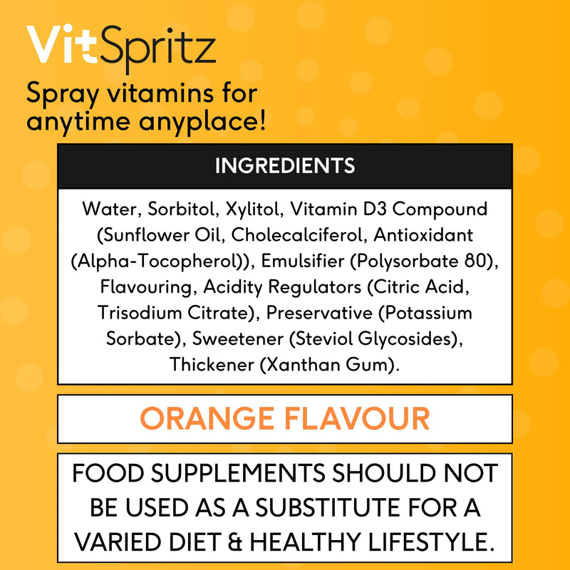 Vitamin D3 Oral Spray 3000 IU - High Strength Vitamin D Supplement, Orange Flavour, Vegetarian Vitamins for Immune Support & Bone Health, British Fast Absorption VIT D Spray Supplements