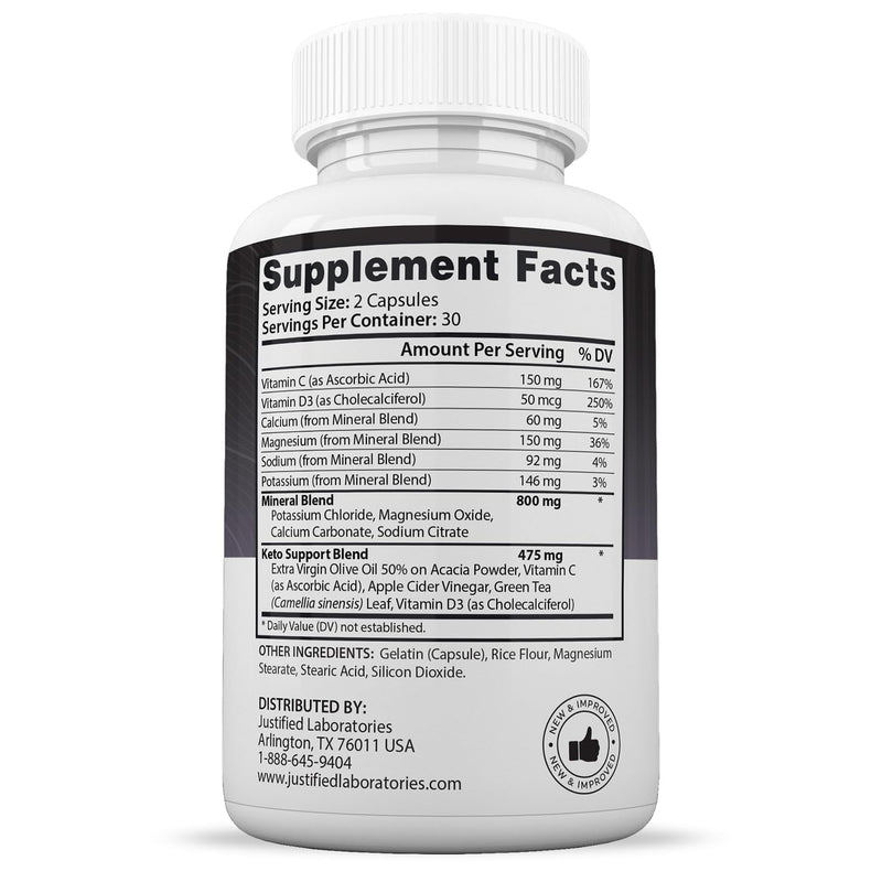[Australia] - Justified Laboratories (2 Pack Advanced Keto 1500 Keto Pills 1275MG New & Improved Formula Contains Apple Cider Vinegar Extra Virgin Olive Oil Powder Green Tea Leaf 120 Capsules 60 Count (Pack of 2) 