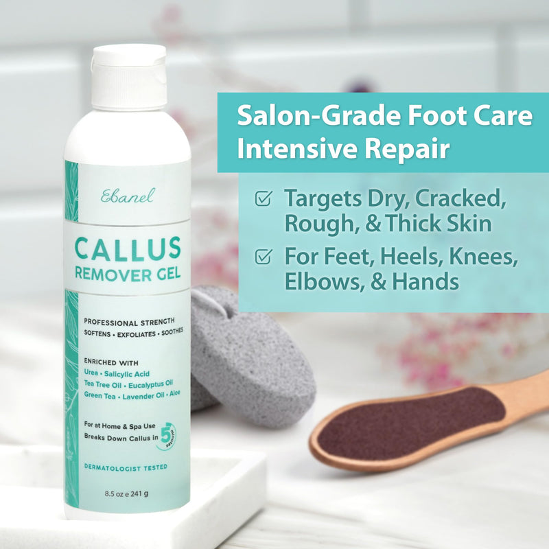 Ebanel Set of Salon Grade Callus Remover for Feet Gel + 40% Urea Foot Cream | Dry Cracked Heel Repair with Salicylic Acid, Epsom Salt, Helps Soften and Smooth Calluses and Rough Skin for Baby-Soft Feet 13.1 Ounce (Pack of 1)