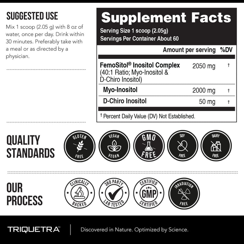 FemoSitol Inositol Powder | Myo-Inositol & D-Chiro Inositol Complex - Clinically Proven 40:1 Ratio (Vitamin B8) | Hormonal Balance & Healthy Ovarian Function Support (123 gram – 60 Servings) 4.34 Ounce (Pack of 1)