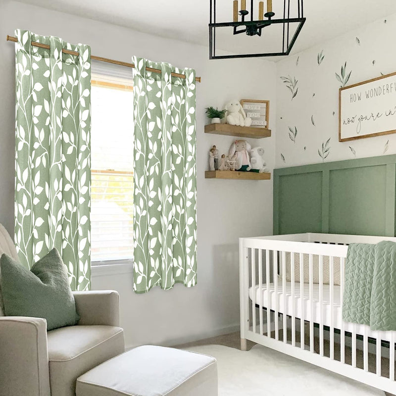 [Australia] - XTMYI 72 Inch Long Sheer Curtains for Living Room 2 Panels Set,Neutral Leaf Printed Patterned Forest Theme Boho Woodland Nursery Curtains Boy Girl Baby,Sage Green,6 FT Length 42x72 Sage Green 