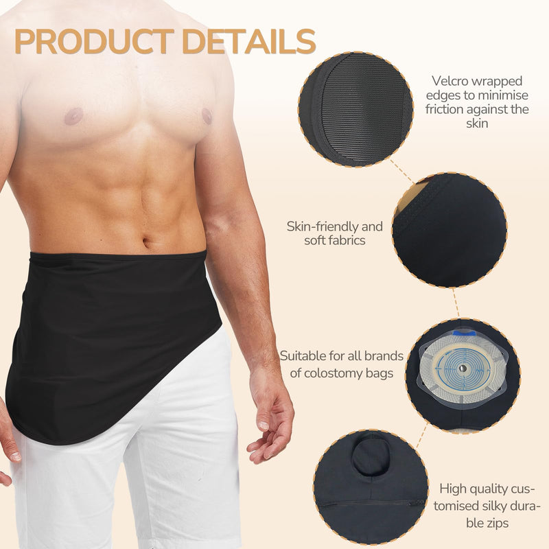 [Australia] - Ostomy Belt, Ostomy Supplies, Ostomy Support Belt Stealth Belt for Ostomy Bag Inner Pocket to Hold Ostomy Pouch for Men & Women, Ostomy Bag Cover for Sport & Swiming - Medium BLACK Medium(waist size:33''-43'') 