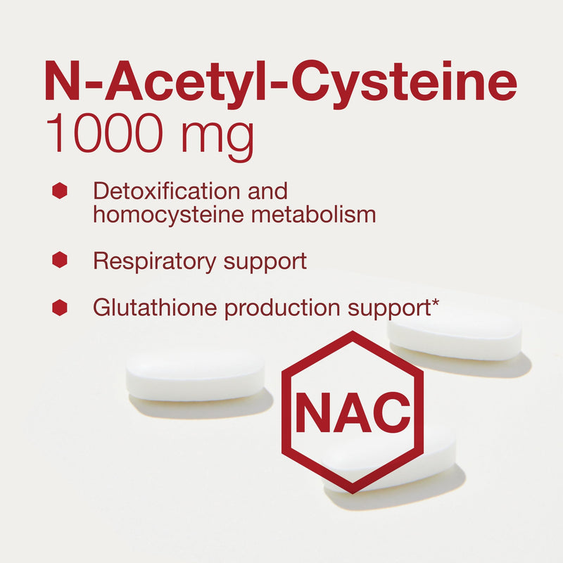 [Australia] - PROTOCOL FOR LIFE BALANCE NAC N-Acetyl Cysteine 1000mg - Glutathione Production & Respiratory Function - 120 Tabs 