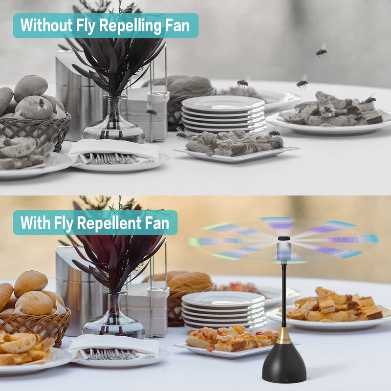 [Australia] - Fly Fans for Tables, Practical Fly Repellent Fan with Soft Blades, USB or Batteries Powered, Soundless and Portable Fly Fan Keeps Your Food Clean(3 Pack) 3 pack Black 