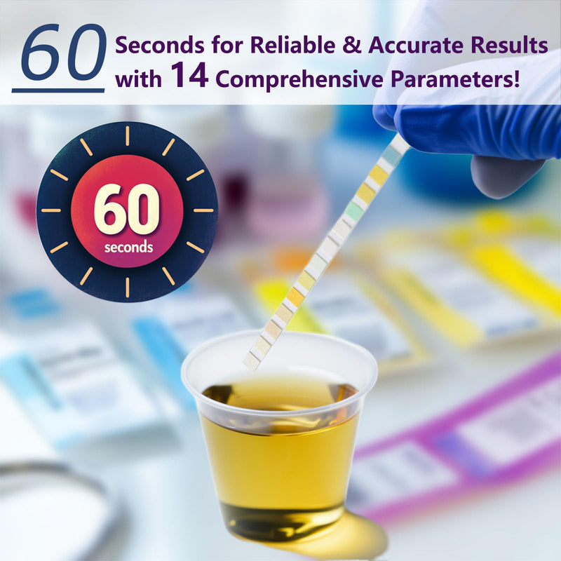 [Australia] - 14 Parameters Urine Test Strips for Urinalysis | 150 Strips - Testing for Kidney, Liver, UTI, Keto Diet, Ketosis, PH, KET, Prot, SG, BIL, CRE, BLO, and +7 More 