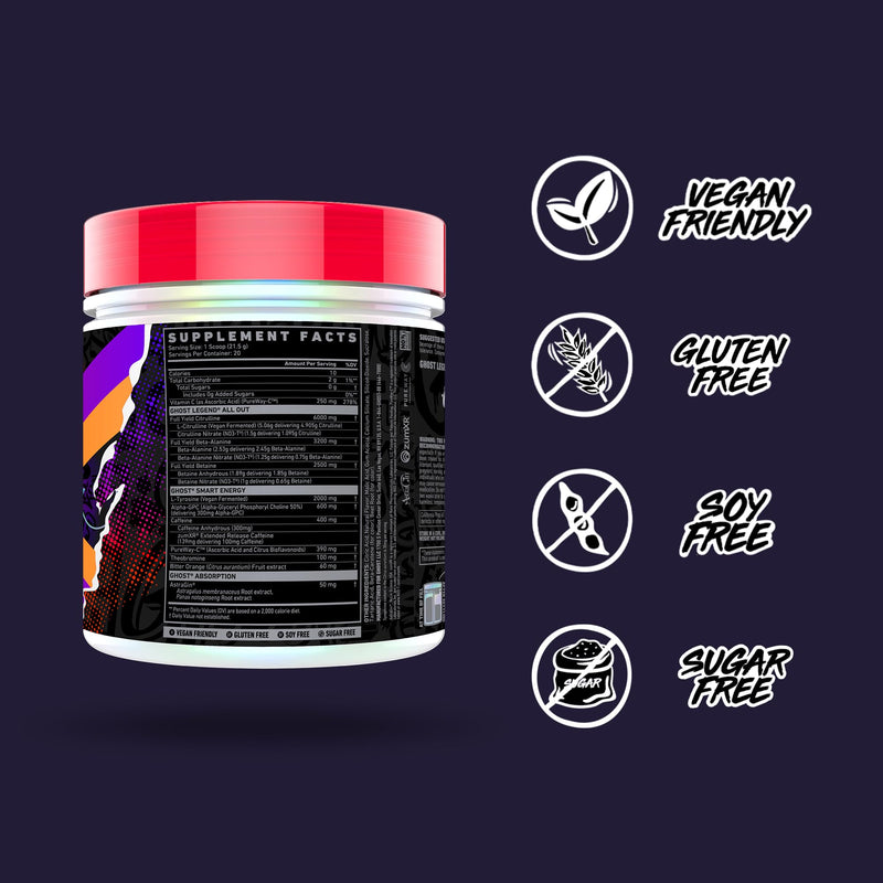 [Australia] - GHOST Legend All Out V2 Pre-Workout Powder, Orange Cream - 20 Servings - Pre-Workout Supplement for Men & Women - Energy & Pumps - Caffeine, Citrulline, Beta Alanine, Betaine, NO3-T Sugar Free V2 Orange Cream 