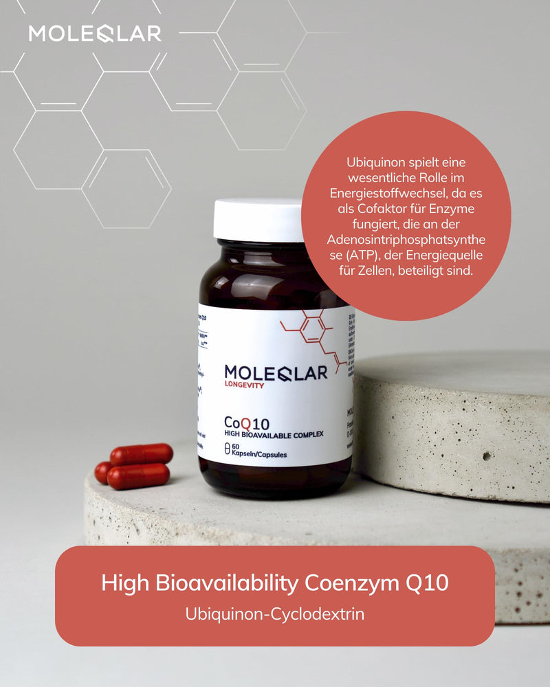 MoleQlar Coenzyme Q10 Capsules Pack of 60, Dietary Supplement with Ubiquinone from Fermentation, Capsule Form for Convenient Daily Use, Suitable for 30 Servings, Easy Daily Supplement Intake