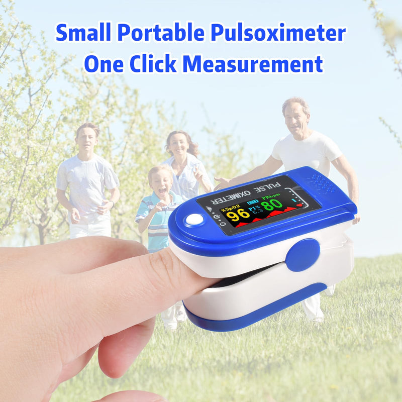 [Australia] - Funmo pulse oximeter, measurement of oxygen saturation, measurement of oxygen saturation (SpO₂) and heart rate (pulse), finger oximeter with color display, pain-free use on the finger (blue) 