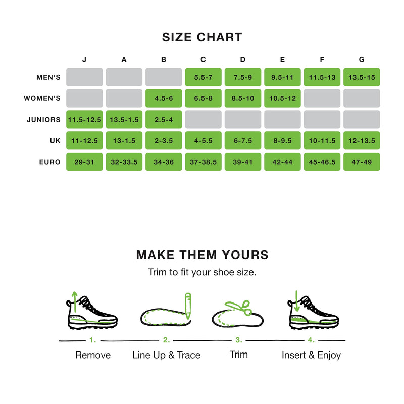 [Australia] - Superfeet Hike Support Insoles - Trim-to-Fit Comfort Carbon Fiber Orthotic Inserts for Hiking Boots or Shoes - Professional Grade - 9.5-11 Men, 10.5-12 Women Pine Men: 9.5 - 11 / Women: 10.5 - 12 