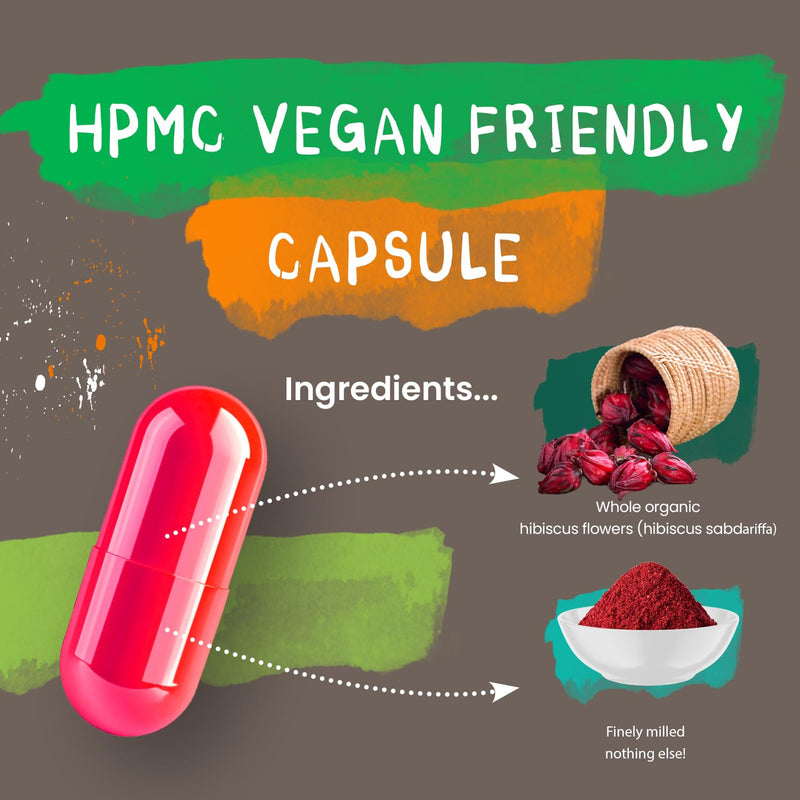 Organic Hibiscus Flower 700mg Capsules • Soil Association Certified Organic (120 Capsules) 120 count (Pack of 1)