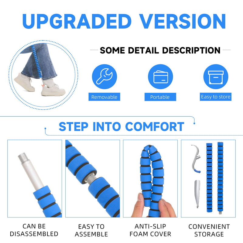 [Australia] - Fanwer Metal Long Shoe Horn with Dressing Stick - Shoe Horn Long Handle for Seniors, Disabled, Elderly | Adjustable Dressing Aid for Post-Surgery, Limited Mobility | Sock Remover & Shoe Helper Tool 