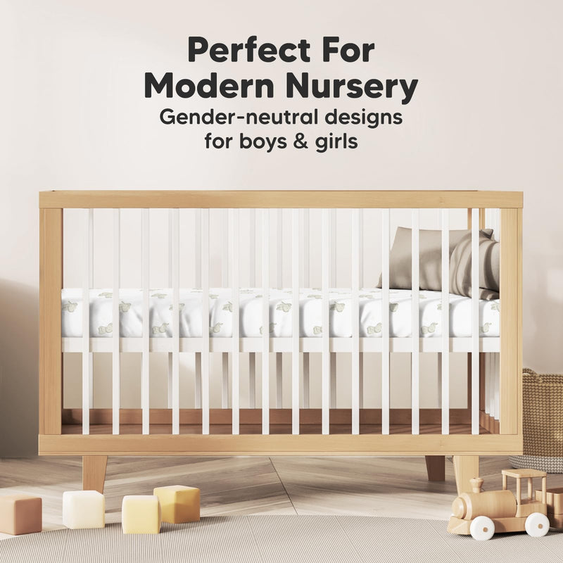 [Australia] - 2-Pack Mini Crib Sheets Fitted, Pack and Play Sheets - Organic Cotton Pack N Play Sheets for Pack and Play Mattress, Playard Baby Crib Sheets, Jersey Crib Sheets Neutral for Boys, Girls (Elly) Elly 
