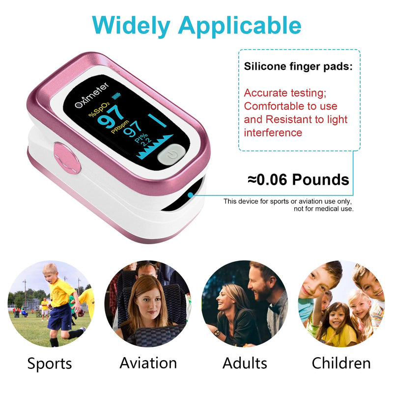 [Australia] - TYNDALL Pulse Oximeter Rechargeable, Oximeter Finger with Pulse and Oxygen, Oxygen Monitor Fingertip, Heart Rate Monitor Finger, Oximetry for Sports Aviation Use Only (Pink) 