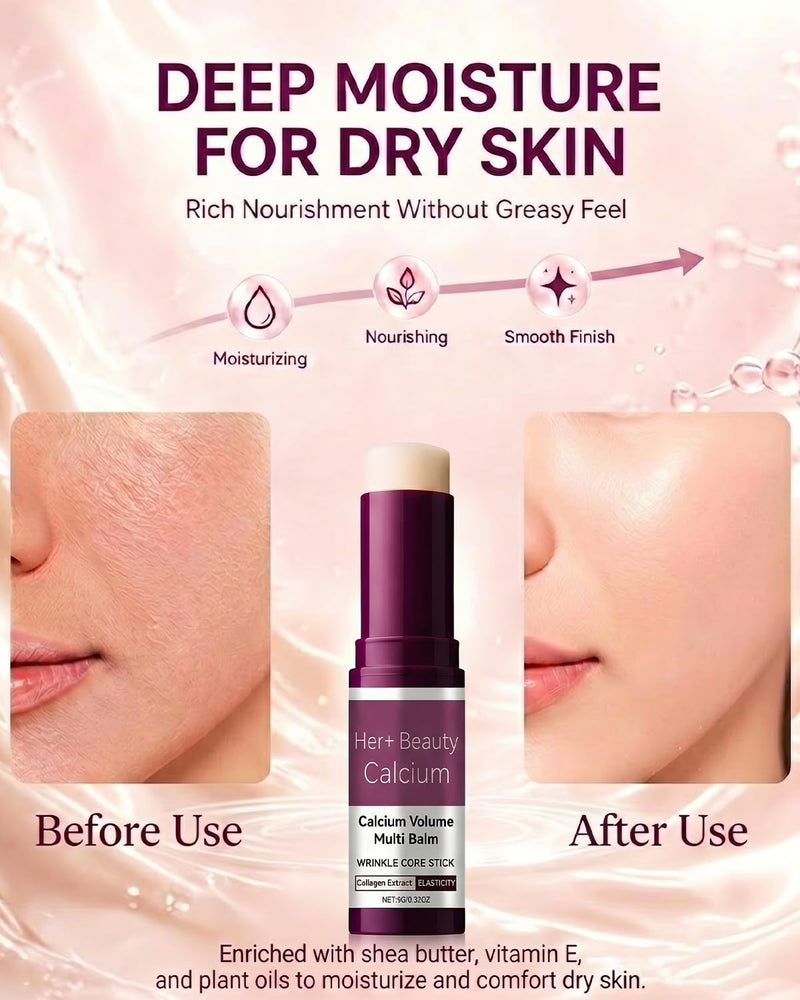 Collagen Calcium Multi Balm Stick, Hydrating & Moisturizing Balm with Vitamin D & Shea Butter, Helps Skin Feel Soft and Smooth, for Eyes, Face & Neck (1PCS) 1PCS