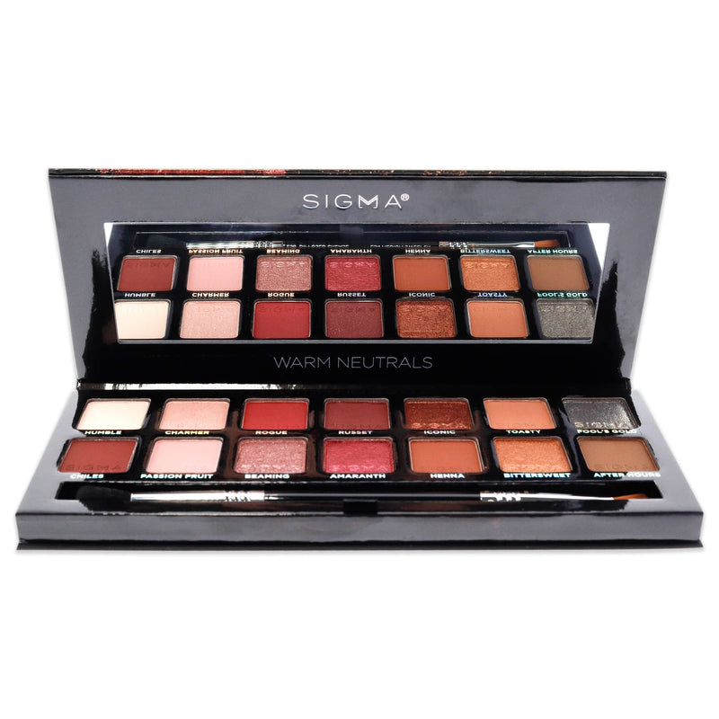 [Australia] - Sigma Beauty Warm Neutrals Eyeshadow Palette - 14 Warm Eyeshadow Shades in Matte, Shimmer and Metalic Finishes - Highly Pigmented Vegan Eye Makeup Palette - Clean Beauty Products 