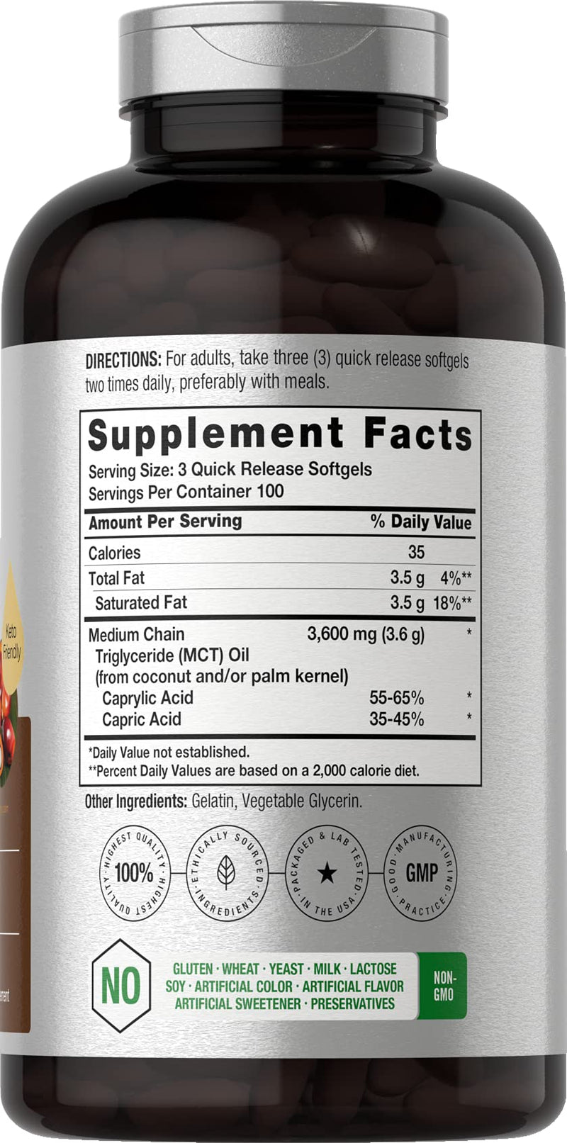 [Australia] - Horb√§ach Keto MCT Oil Capsules 3600mg | 300 Softgels | Coconut Oil Pills | Non-GMO and Gluten Free Formula | High Potency and Value Size Supplement 