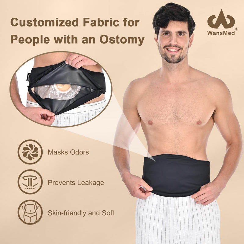 [Australia] - Ostomy Bag Covers for Men and Women | Sports and Daily Life | Leak-Proof and Odor-Masking Solution, Black(L) Large 