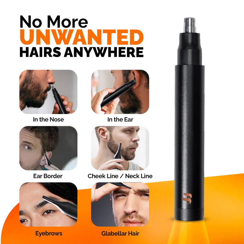 Brio Nose Hair Trimmer for Men & Women, Comfortable Eyebrow Trimmer with Sleek Design, Ear Hair Trimmer Equipped with a 2 - Edge Rotary & Linear Blade