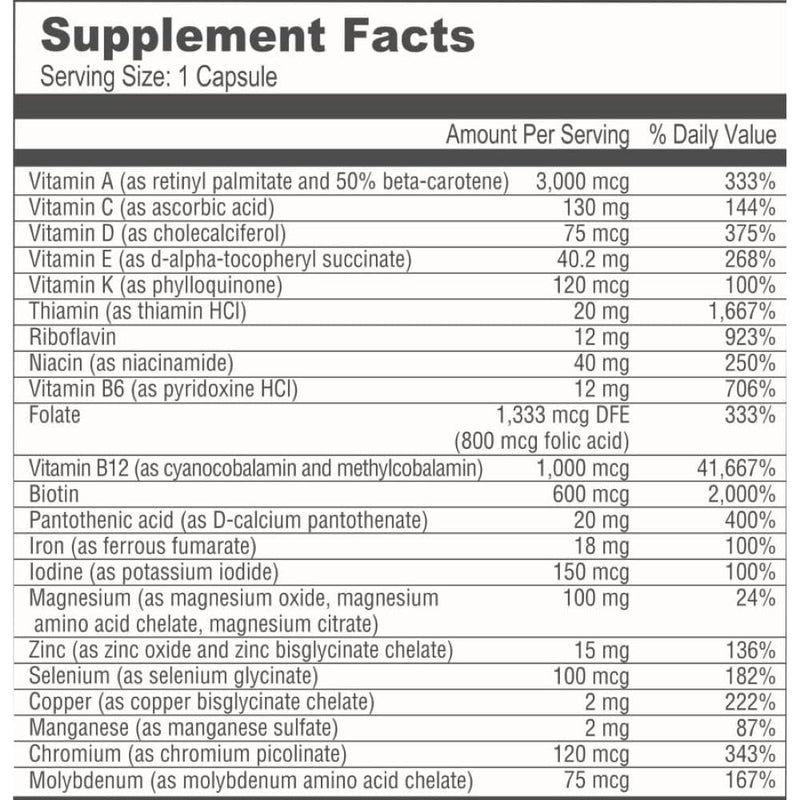 BariatricPal Multivitamin ONE 1 per Day! Bariatric Multivitamin Capsule with 18 mg of Iron | Easy to Swallow Capsule | Vitamin for Bariatric Surgery Patients | 30 Count (1 Month Supply) 30 Count (Pack of 1) 18mg Iron